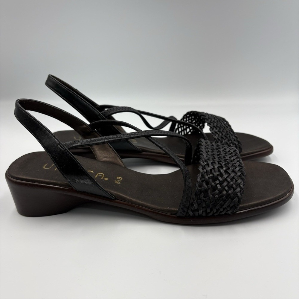 Unisa Women's Slingback Sandals Black Braided Strappy Slip-On US 8.5